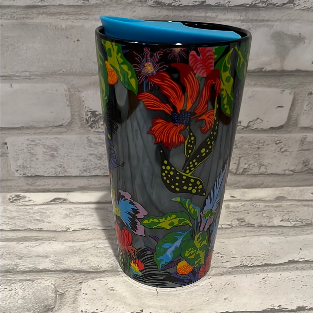 Starbucks Black Tumbler 12 oz vibrant flowers 2023 coffee traveler - Picture 2 of 12